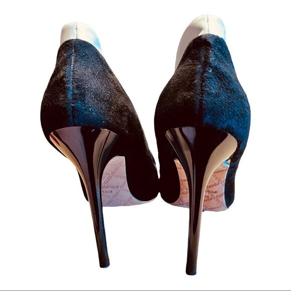 L.A.M.B. Black & White Suede (Runs Approx. 1/2 Size Small) Dice Pumps ($345) - Picture 3 of 9
